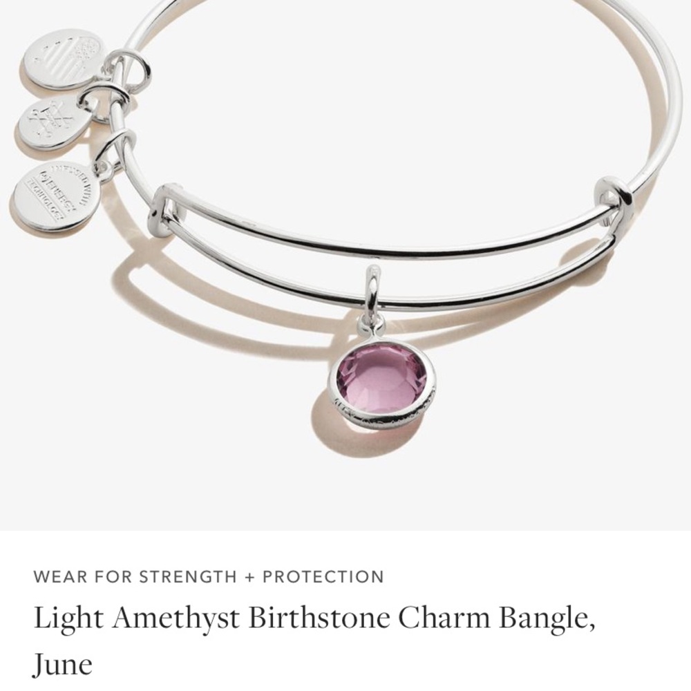 Alex & Ani Light Amethyst Birthstone Charm Bangle